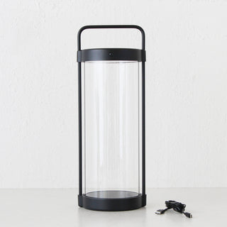 LBD EXCLUSIVE  |  SAINTE FRIEUX RECHARGEABLE INDOOR/OUTDOOR SOLAR LANTERN  |  MATTE BLACK