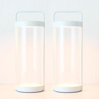 LBD EXCLUSIVE  |  SAINTE FRIEUX RECHARGEABLE INDOOR/OUTDOOR SOLAR LANTERN BUNDLE X2  |  MATTE WHITE