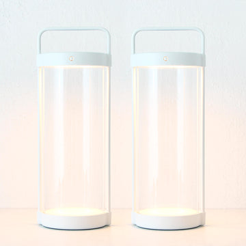 LBD EXCLUSIVE  |  SAINTE FRIEUX RECHARGEABLE INDOOR/OUTDOOR SOLAR LANTERN BUNDLE X2  |  MATTE WHITE
