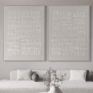 LBD EXCLUSIVE | SONDRIO FRAMED LINEN PRINT | SET OF 2 | 90X 120CM | OFF WHITE + NATURAL | LIGHT NATURAL FRAME