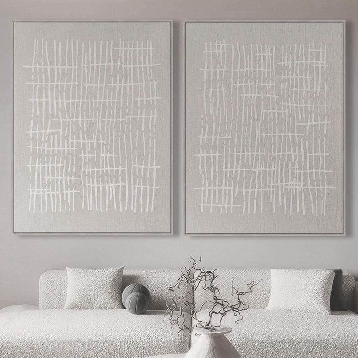 LBD EXCLUSIVE | SONDRIO FRAMED LINEN PRINT | SET OF 2 | 90X 120CM | OFF WHITE + NATURAL | LIGHT NATURAL FRAME