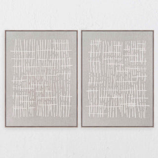 LBD EXCLUSIVE | SONDRIO FRAMED LINEN PRINT | SET OF 2 | 90X 120CM | OFF WHITE + NATURAL | LIGHT NATURAL FRAME