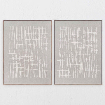 LBD EXCLUSIVE | SONDRIO FRAMED LINEN PRINT | SET OF 2 | 90X 120CM | OFF WHITE + NATURAL | LIGHT NATURAL FRAME