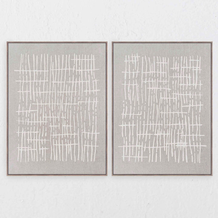 LBD EXCLUSIVE | SONDRIO FRAMED LINEN PRINT | SET OF 2 | 90X 120CM | OFF WHITE + NATURAL | LIGHT NATURAL FRAME