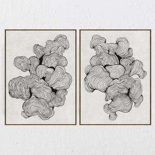 LBD EXCLUSIVE  |  TREVISO FRAMED CANVAS PRINT |  SET OF 2  |  90X120CM  |  INK BLACK + NATURAL   |  OAK NATURAL FRAME