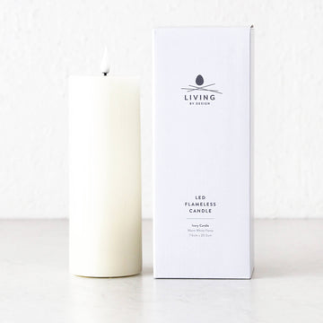 LBD EXCLUSIVE  |  LED FLICKERING FLAMELESS WAX CANDLE + REMOTE  |  IVORY  |  LARGE