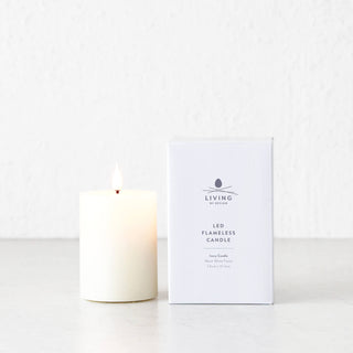 LBD EXCLUSIVE  |  LED FLICKERING FLAMELESS WAX CANDLE + REMOTE BUNDLE X3  |  IVORY