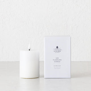 LBD EXCLUSIVE  |  LED FLAMELESS FLICKERING WAX CANDLE + REMOTE  |  WHITE  |  SMALL