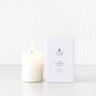 LBD EXCLUSIVE  |  LED FLICKERING FLAMELESS WAX CANDLE + REMOTE  |  IVORY  |  SMALL
