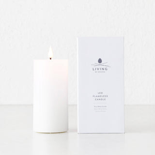 LBD EXCLUSIVE  |  LED FLAMELESS FLICKERING WAX CANDLE + REMOTE  |  WHITE  |  MEDIUM