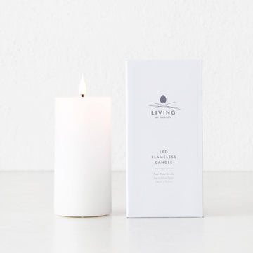 LBD EXCLUSIVE  |  LED FLAMELESS FLICKERING WAX CANDLE + REMOTE  |  WHITE  |  MEDIUM