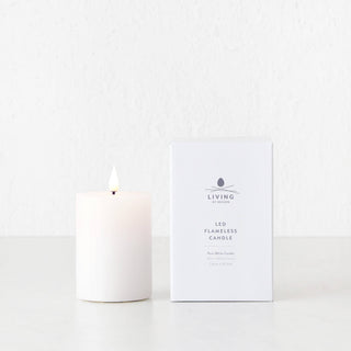 LBD EXCLUSIVE  |  LED FLICKERING FLAMELESS WAX CANDLE + REMOTE  |  WHITE  |  SMALL