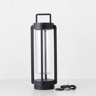 LBD EXCLUSIVE  |  PLAGE TOUQUET RECHARGEABLE INDOOR/OUTDOOR LED LANTERN |  MATTE BLACK