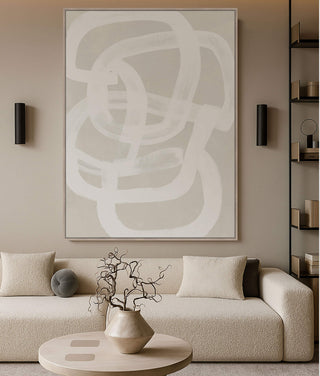 LBD EXCLUSIVE  |  AUBAN FRAMED CANVAS PRINT  |  100 X 140CM  |  WHITE + NATURAL  |  LIGHT NATURAL FRAME