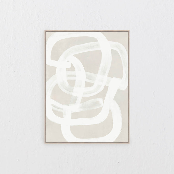 LBD EXCLUSIVE  |  AUBAN FRAMED CANVAS PRINT  |  100 X 140CM  |  WHITE + NATURAL  |  LIGHT NATURAL FRAME