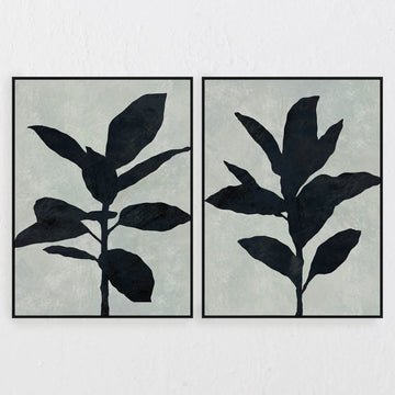 LBD EXCLUSIVE  |  PAVIA FRAMED CANVAS PRINT  |  SET OF 2  |  100 X 140CM  |  BLACK NOIR + FOG  |  BLACK FRAME