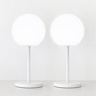 LBD EXCLUSIVE  |  DINESH OUTDOOR LED TABLE LAMP BUNDLE X2  |  WHITE + WHITE