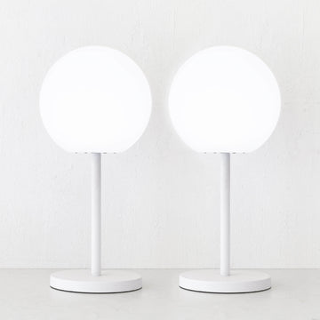 LBD EXCLUSIVE  |  DINESH OUTDOOR LED TABLE LAMP BUNDLE X2  |  WHITE + WHITE