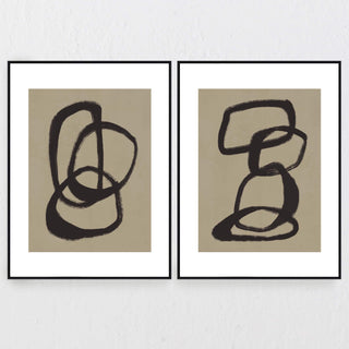 LBD Exclusive  |  Castilla Framed Canvas Print  |  90x120cm  |  Set of 2 | Sand + Black