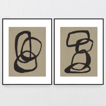 LBD Exclusive  |  Castilla Framed Canvas Print  |  90x120cm  |  Set of 2 | Sand + Black