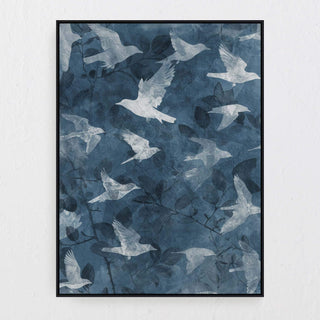 LBD Exclusive  |  Pajaro Framed Textured Hessian Print  |  90x120cm  |  Midnight + Blue + White