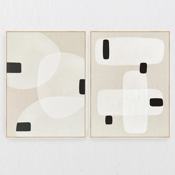 LBD Exclusive  |  Tempera Framed Linen Print  |  90x120cm  |  Set of 2 | Natural + Black