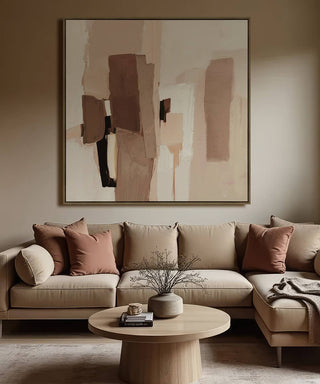 LBD EXCLUSIVE  |  URBINO FRAMED CANVAS PRINT  |  120X120CM  |  NATURAL EARTH + OFF WHITE