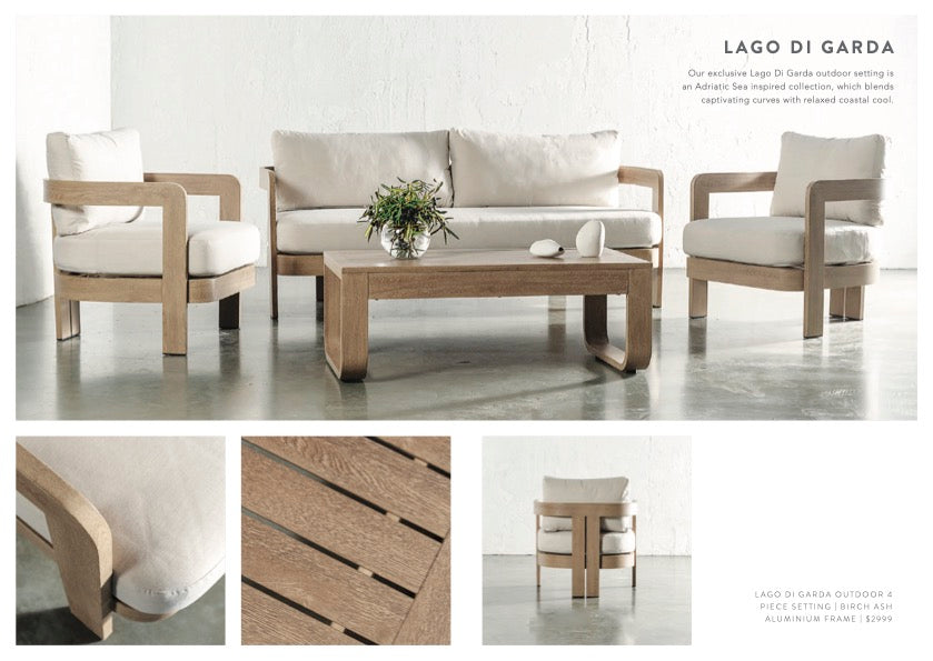 LAGO DI GARDA OUTDOOR 4 PIECE SETTING | BIRCH ASH ALUMINIUM FRAME