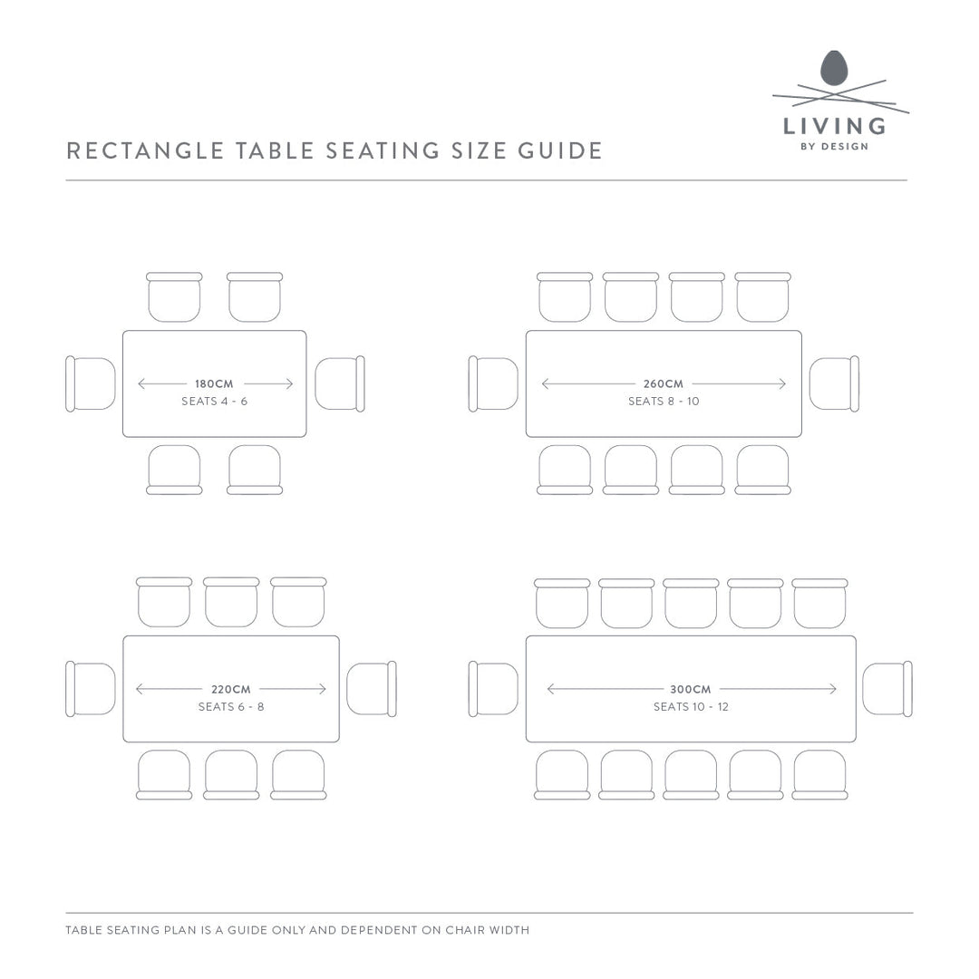 RECTANGLE TABLE SEATING SIZE GUIDE