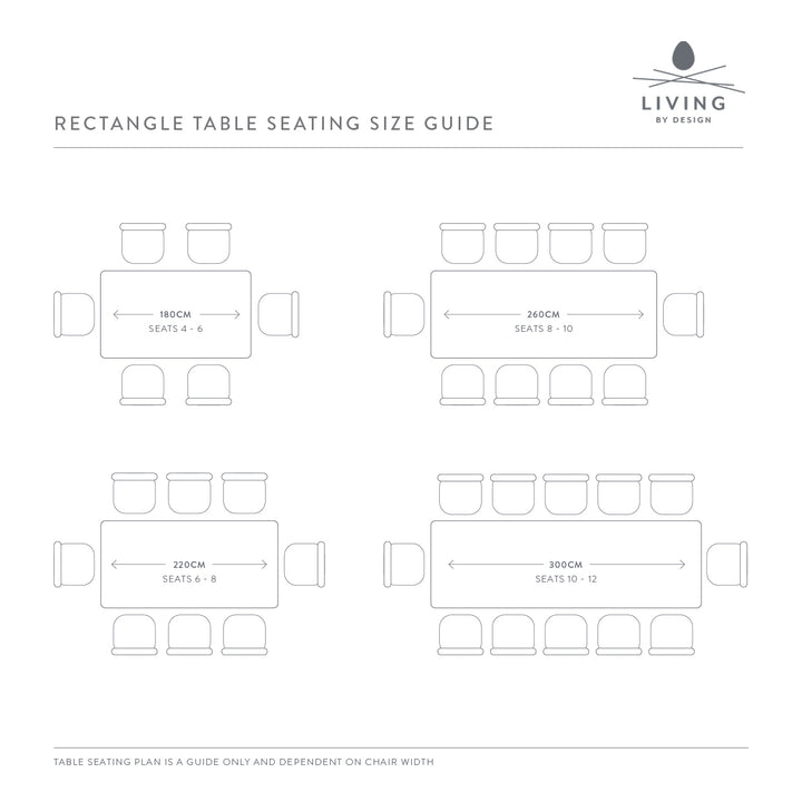 TABLE SEATING SIZE GUIDE