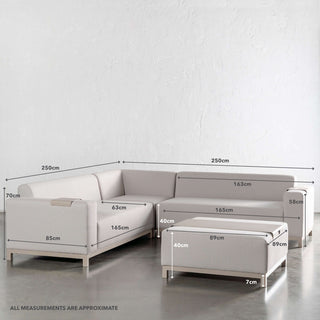 LE LUGARIA OUTDOOR 4 PIECE BUNDLE  |  CLAY HAZE FRAME + SNOWSTORM FABRIC | MEASUREMENTS