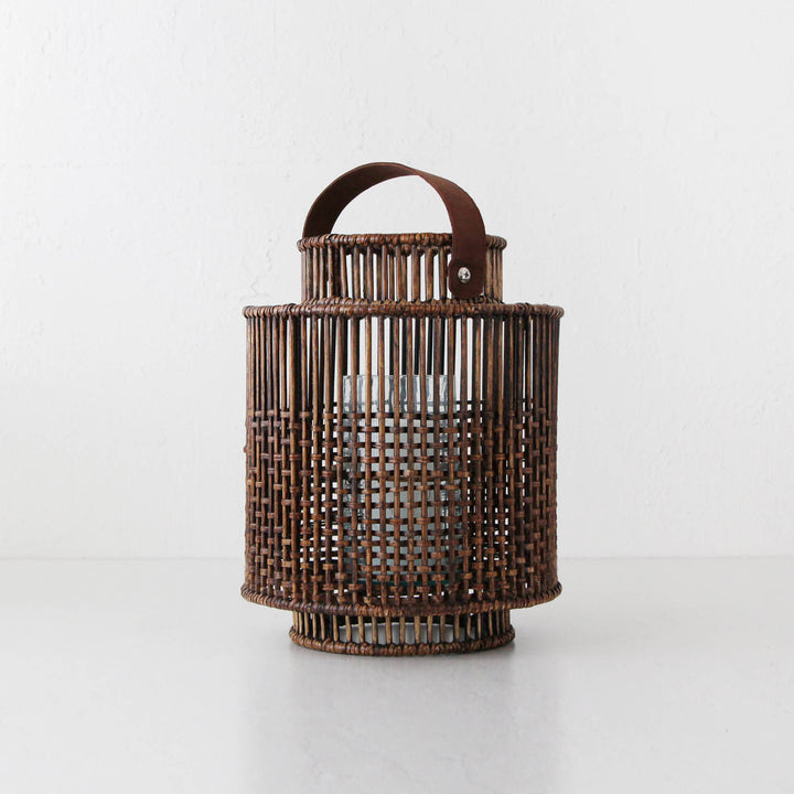 LE PORTIV RATTAN LANTERN  |  LARGE  |  ANTIQUE BROWN RATTAN