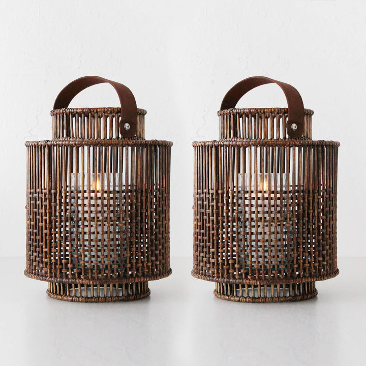 LE PORTIV RATTAN LANTERN BUNDLE X2  |  LARGE  |  ANTIQUE BROWN RATTAN