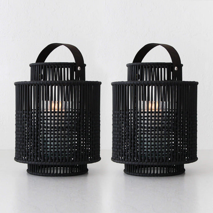 LE PORTIV RATTAN LANTERN BUNDLE X2  |  LARGE  |  BLACK RATTAN