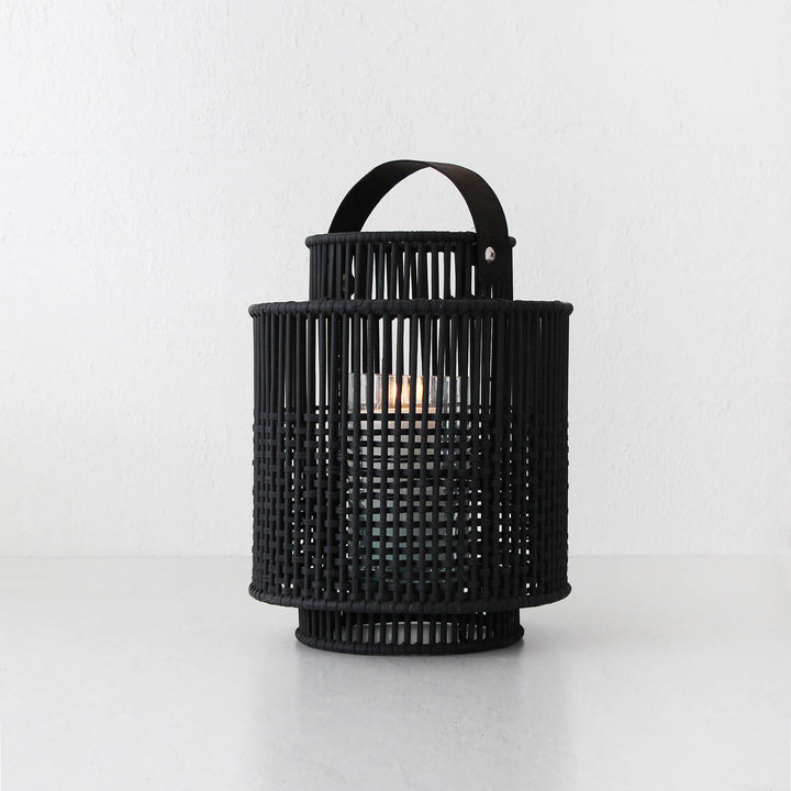 LE PORTIV RATTAN LANTERN  |  LARGE  |  BLACK RATTAN