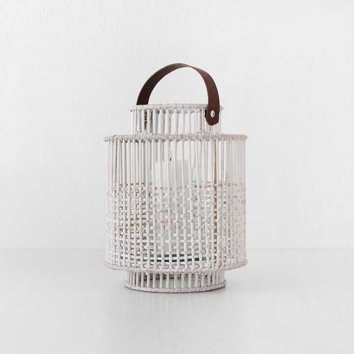 LE PORTIV RATTAN LANTERN  |  LARGE  |  WHITE WASH RATTAN