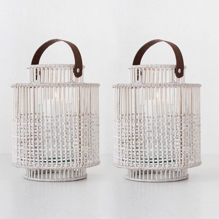 LE PORTIV RATTAN LANTERN BUNDLE X2  |  LARGE  |  WHITE WASH RATTAN