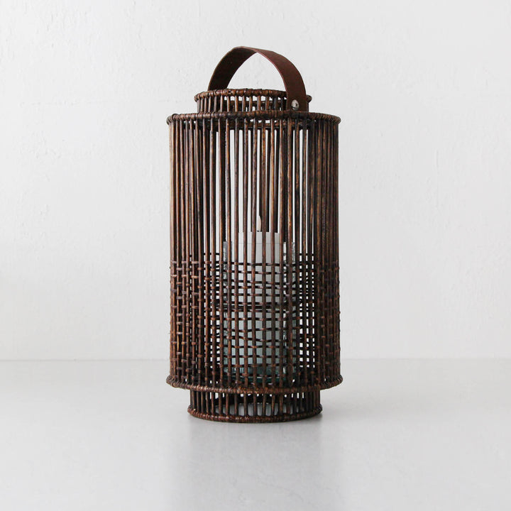 LE PORTIV RATTAN LANTERN  |  X LARGE  |  ANTIQUE BROWN RATTAN