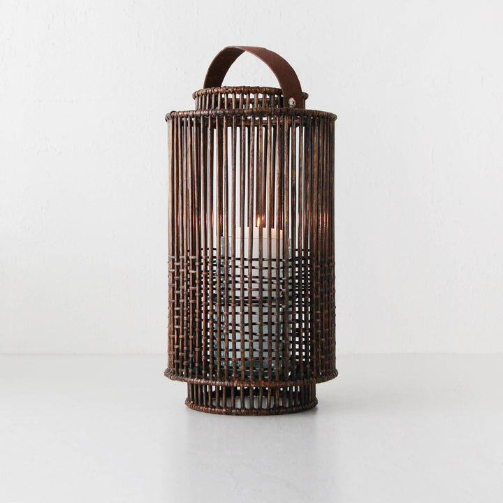 LE PORTIV RATTAN LANTERN  |  X LARGE  |  ANTIQUE BROWN RATTAN