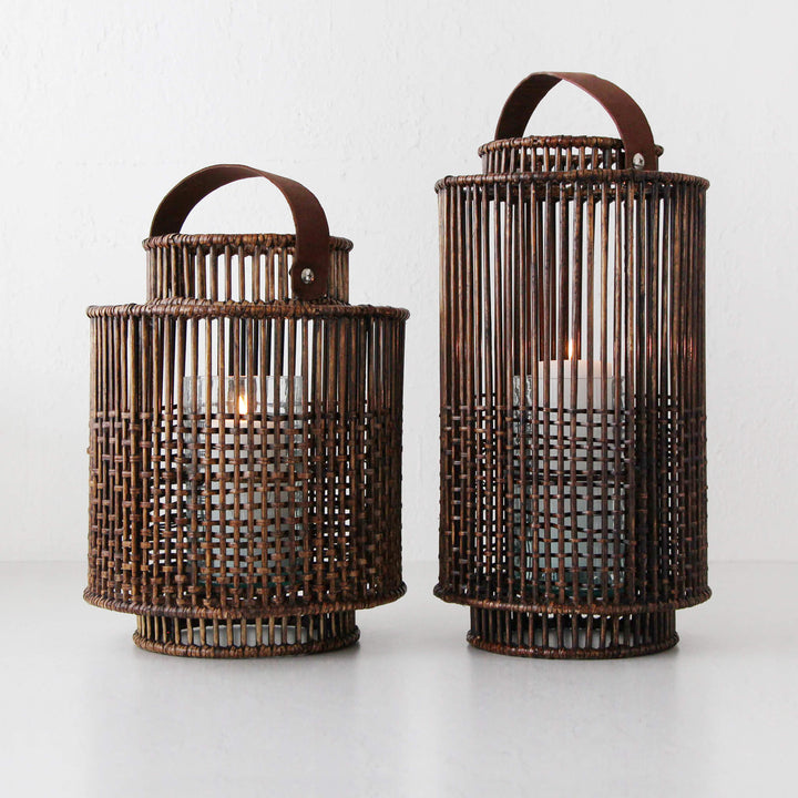 LE PORTIV RATTAN LANTERN BUNDLE X2  |  LARGE + X LARGE  |  ANTIQUE BROWN RATTAN