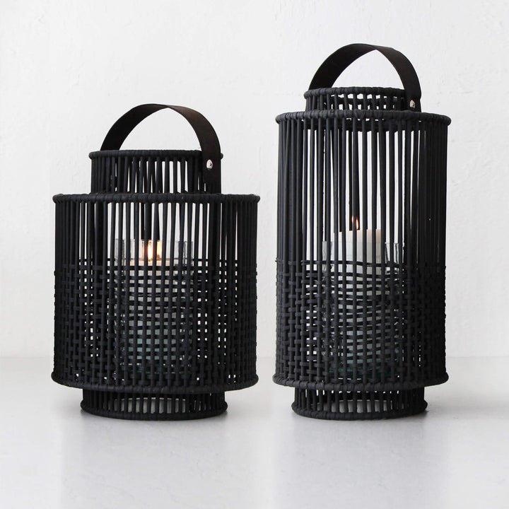 LE PORTIV RATTAN LANTERN BUNDLE X2  |  LARGE + X LARGE  |  BLACK RATTAN