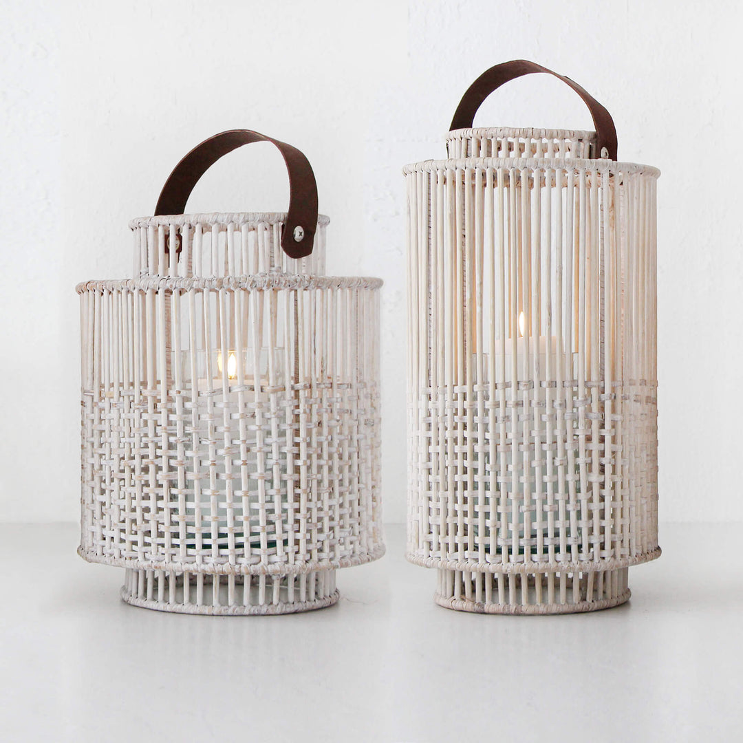 LE PORTIV RATTAN LANTERN COLLECTION  |  WHITE WASH RATTAN