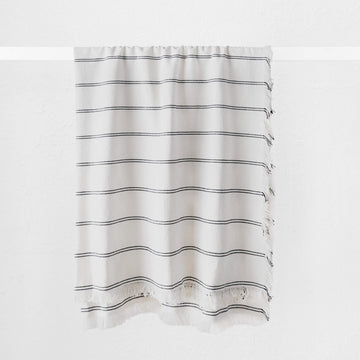 LES SALINS STRIPE LINEN THROW  |  170X130CM  |  WHITE + TWIN CHARCOAL STRIPE