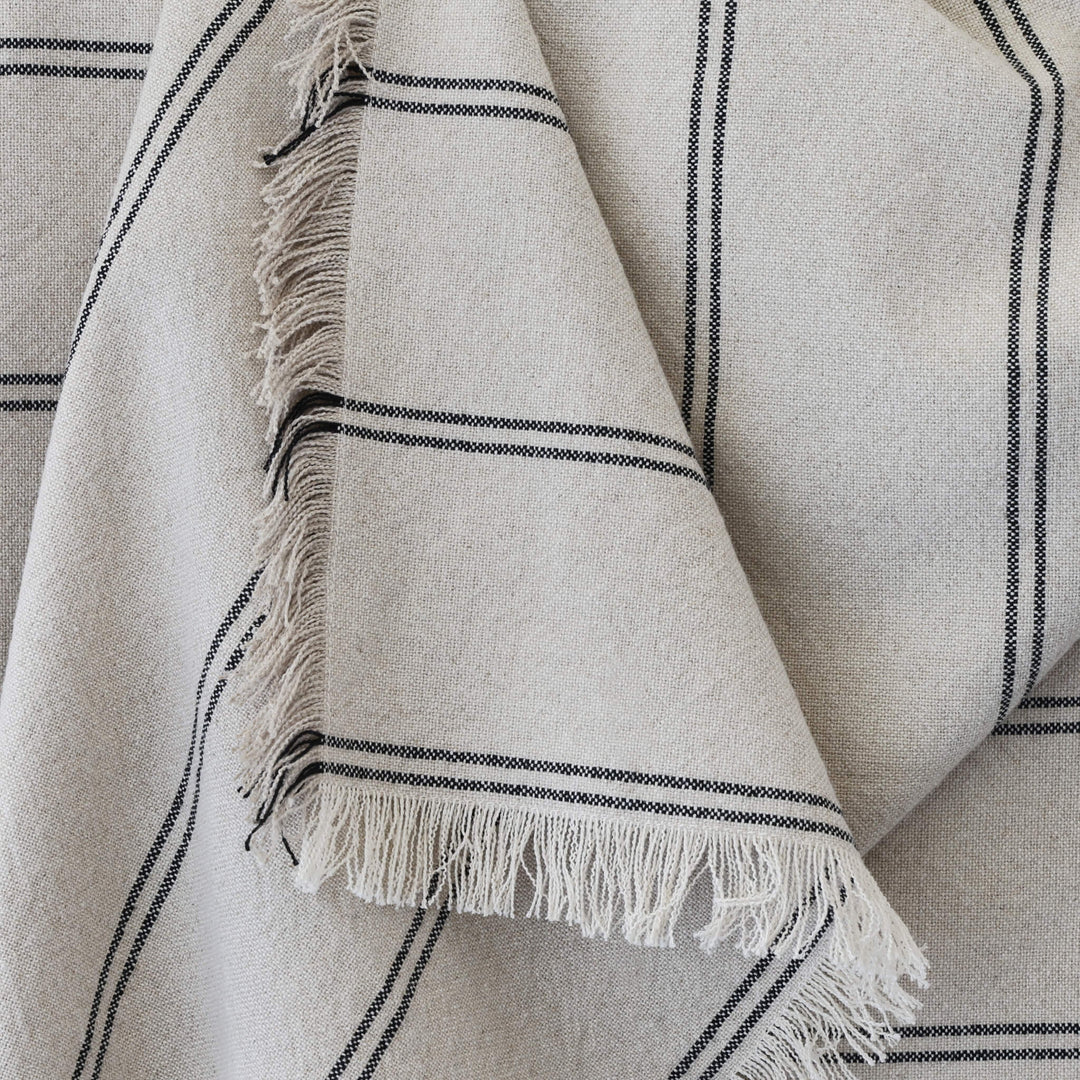 Les Salins Stripe Throw  |  170X130cm  |  Natural + Twin Charcoal Stripe