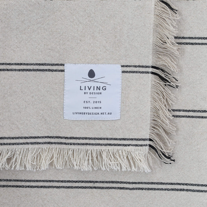 Les Salins Stripe Throw  |  170X130cm  |  Natural + Twin Charcoal Stripe