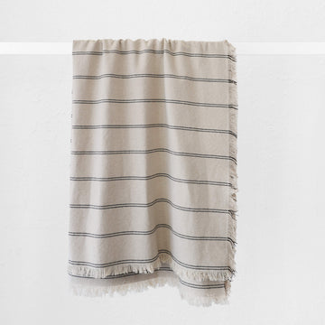 Les Salins Stripe Throw  |  170X130cm  |  Natural + Twin Charcoal Stripe