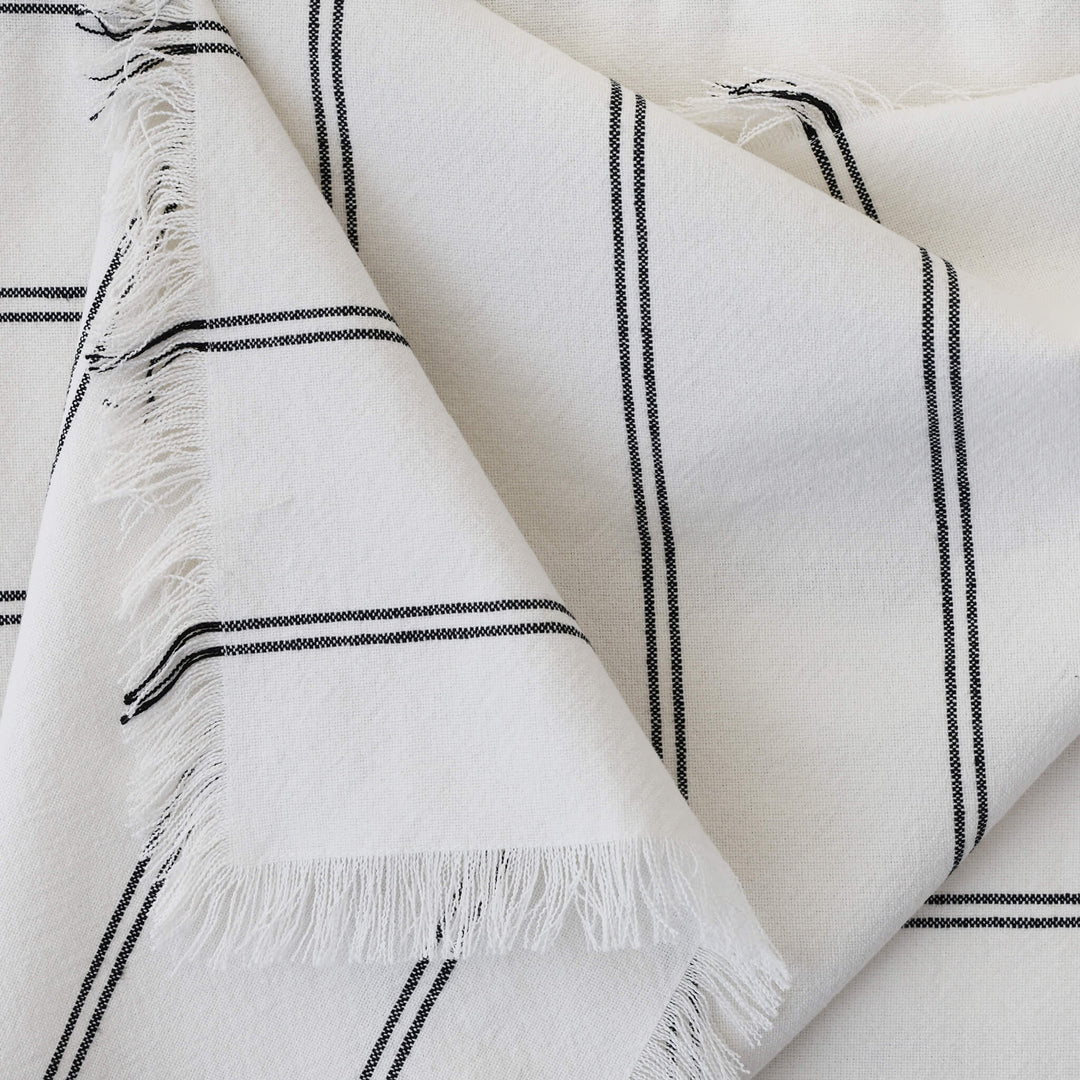 Les Salins Stripe Throw  |  170X130cm  |  White + Twin Charcoal Stripe