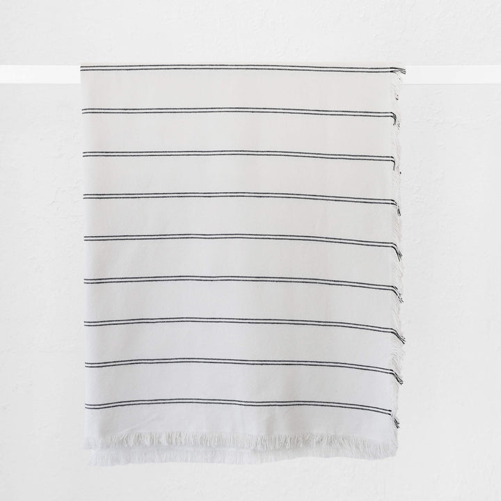 Les Salins Stripe Throw  |  170X130cm  |  White + Twin Charcoal Stripe