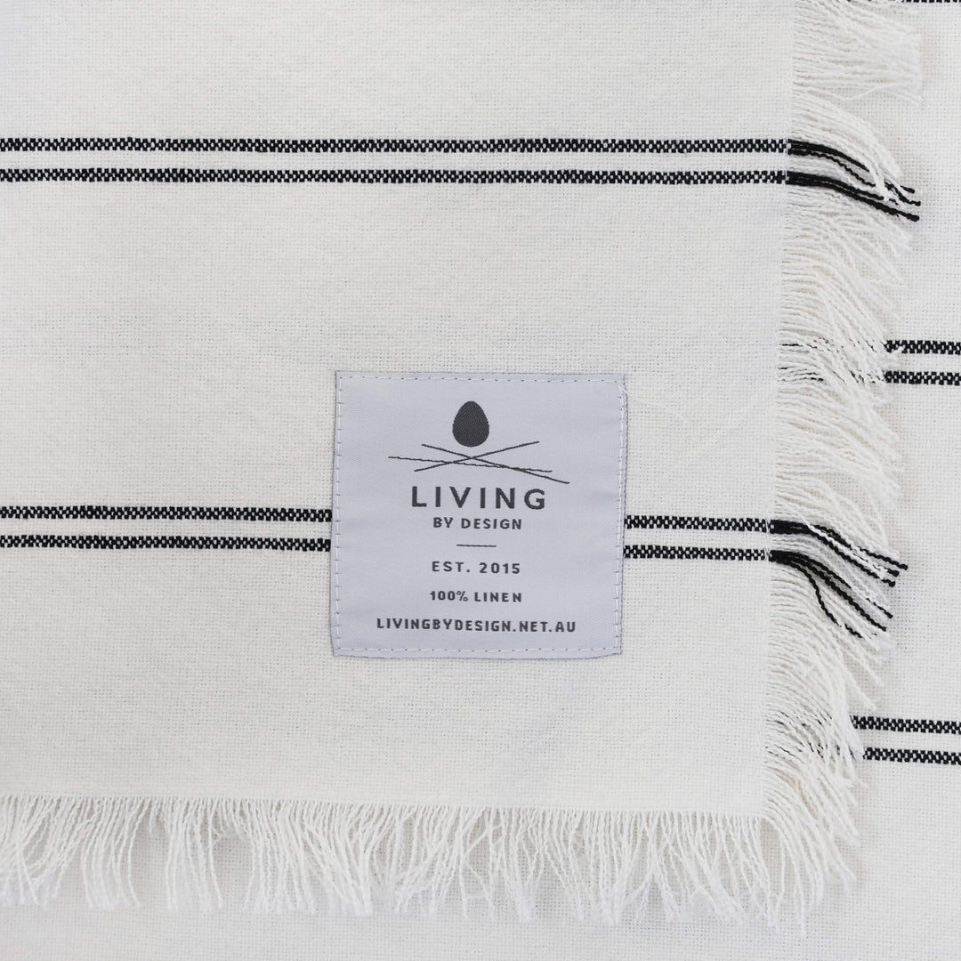 Les Salins Stripe Throw  |  170X130cm  |  White + Twin Charcoal Stripe