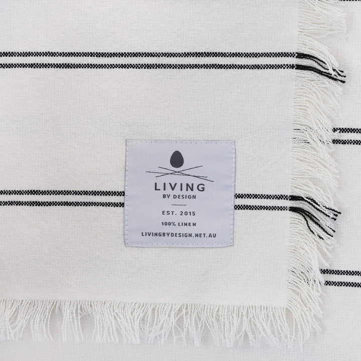 Les Salins Stripe Throw  |  170X130cm  |  White + Twin Charcoal Stripe